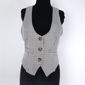 Grace Karin 3 Button Brown Plaid 2 Pocket Vest Size Small